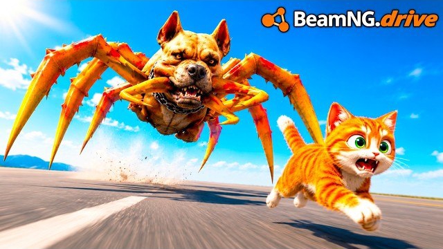 Гигантские крабовые клешни против маленького кота | Beamng.Drive