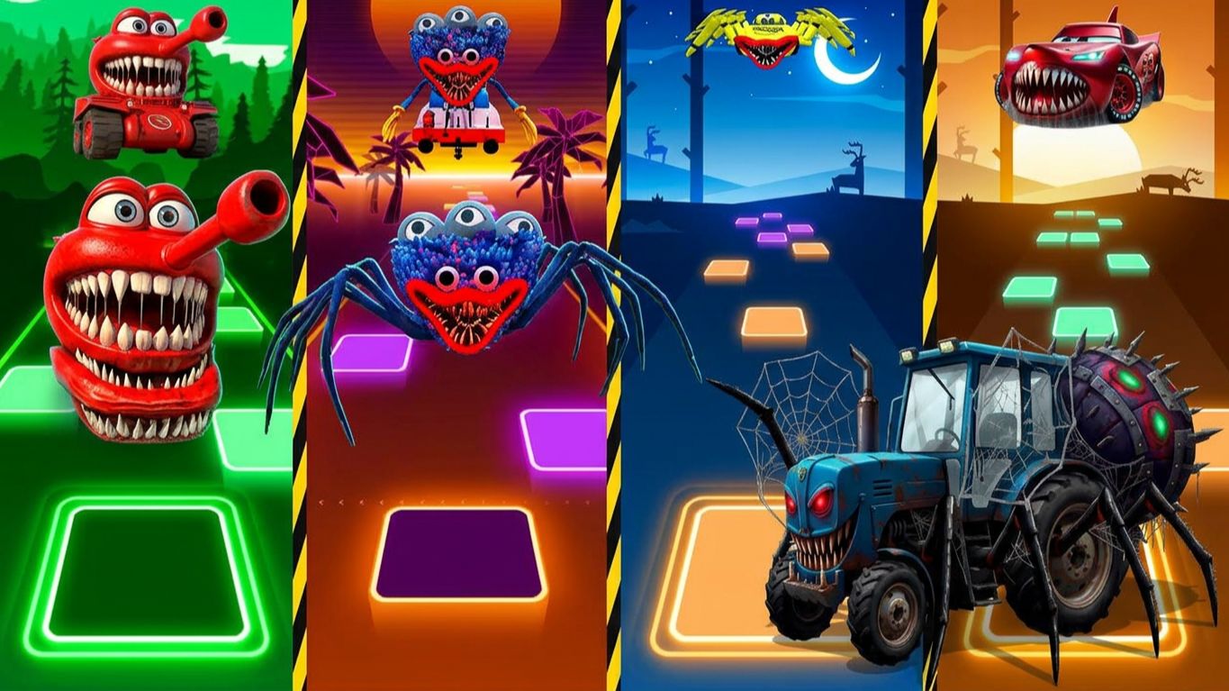 SCARY MONSTER CARS TILES HOP! Ep. 422