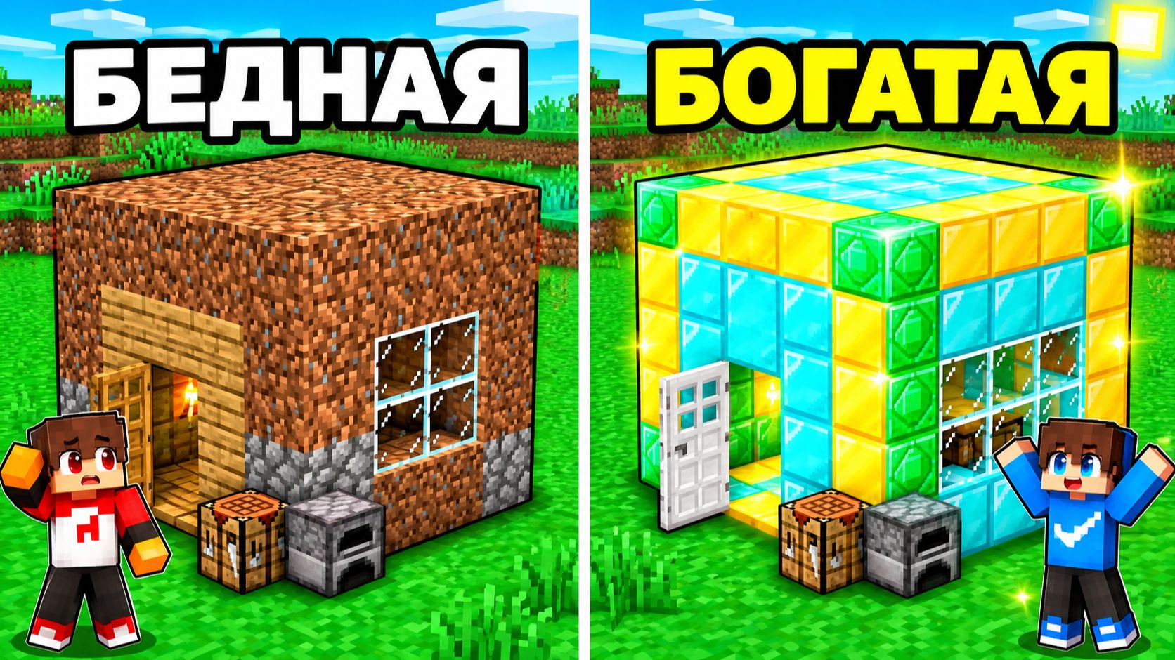 😱 Я прожил 100 ДНЕЙ В БЕДНЫХ и БОГАТЫХ КРОШЕЧНЫХ БЛОКАХ в МАЙНКРАФТЕ