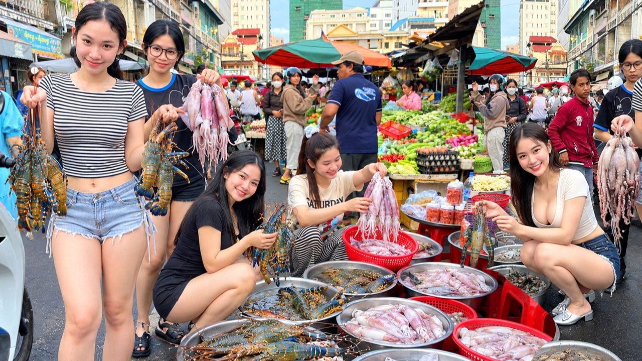 Что можно купить на рынке TOUL TOM PONG! Уличный продуктовый рынок в Пномпене!