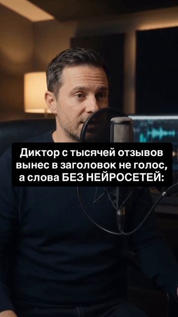 Диктор с тысячей отзывов вынес в заголовок не голос, а слова БЕЗ НЕЙРОСЕТЕЙ: