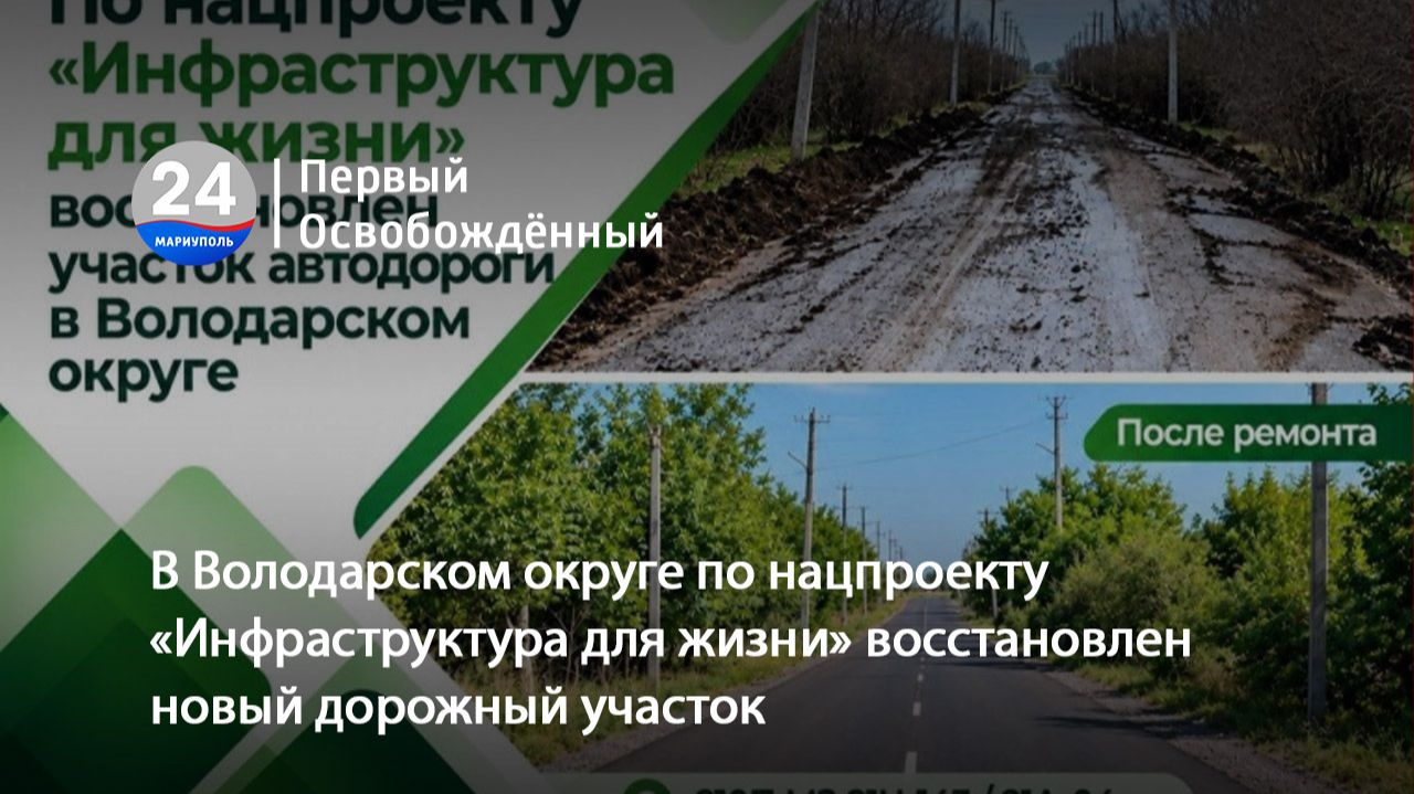 В Володарском округе по нацпроекту «Инфраструктура для жизни» восстановлен новый дорожный участок. 2