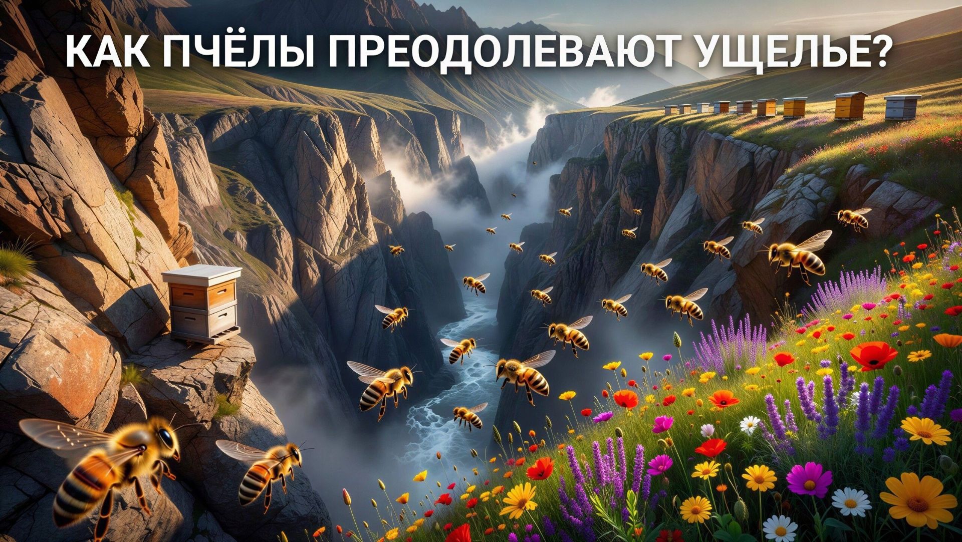 🏔️ Как пчёлы преодолевают ущелье? Навигация над пропастью. Отвечает профессор Кашковский 🐝🧭