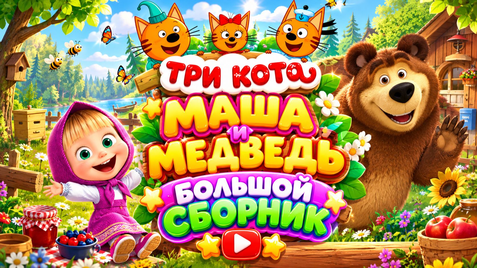 ТРИ КОТА 🐱 МАША И МЕДВЕДЬ 🐻 БОЛЬШОЙ СБОРНИК 🎬 СТРИМ