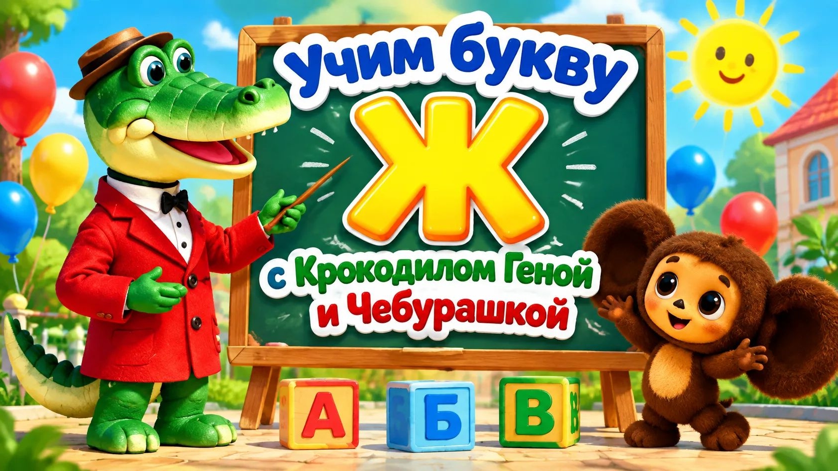 Учим букву Ж с Крокодилом Геной и чебурашкой