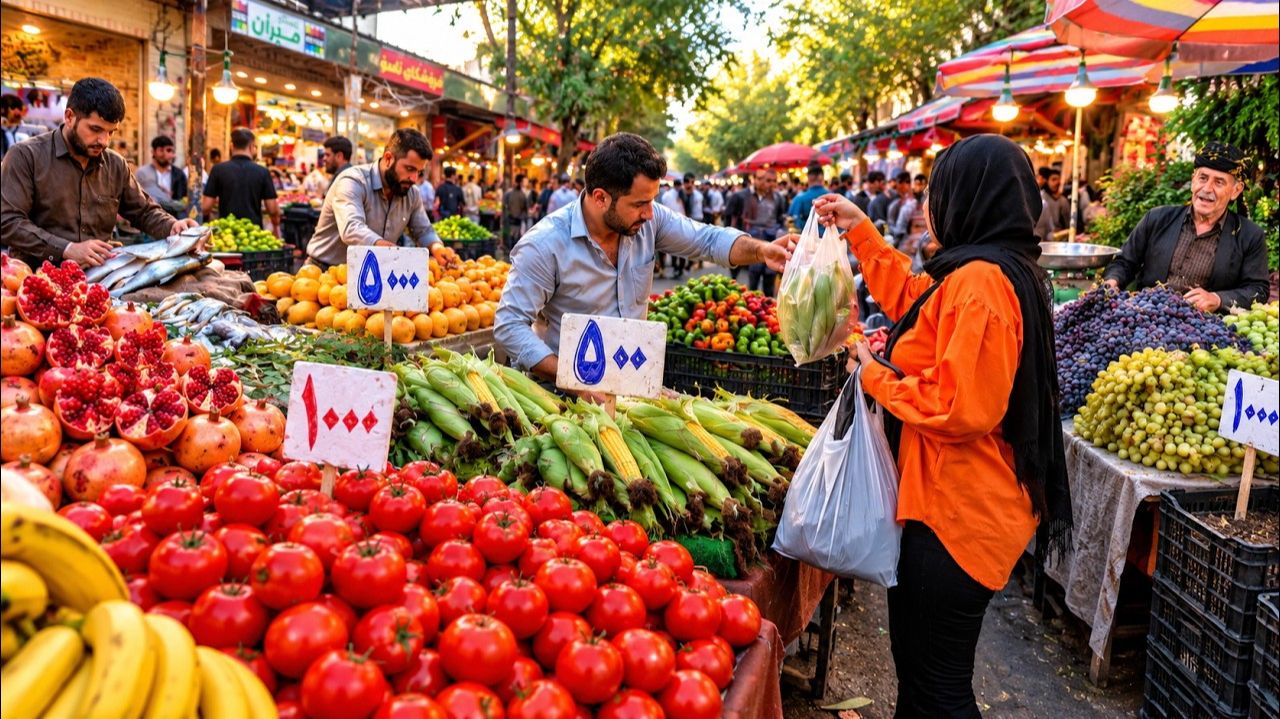 Я Следовал за толпой на продуктовый базар в Курдистане.