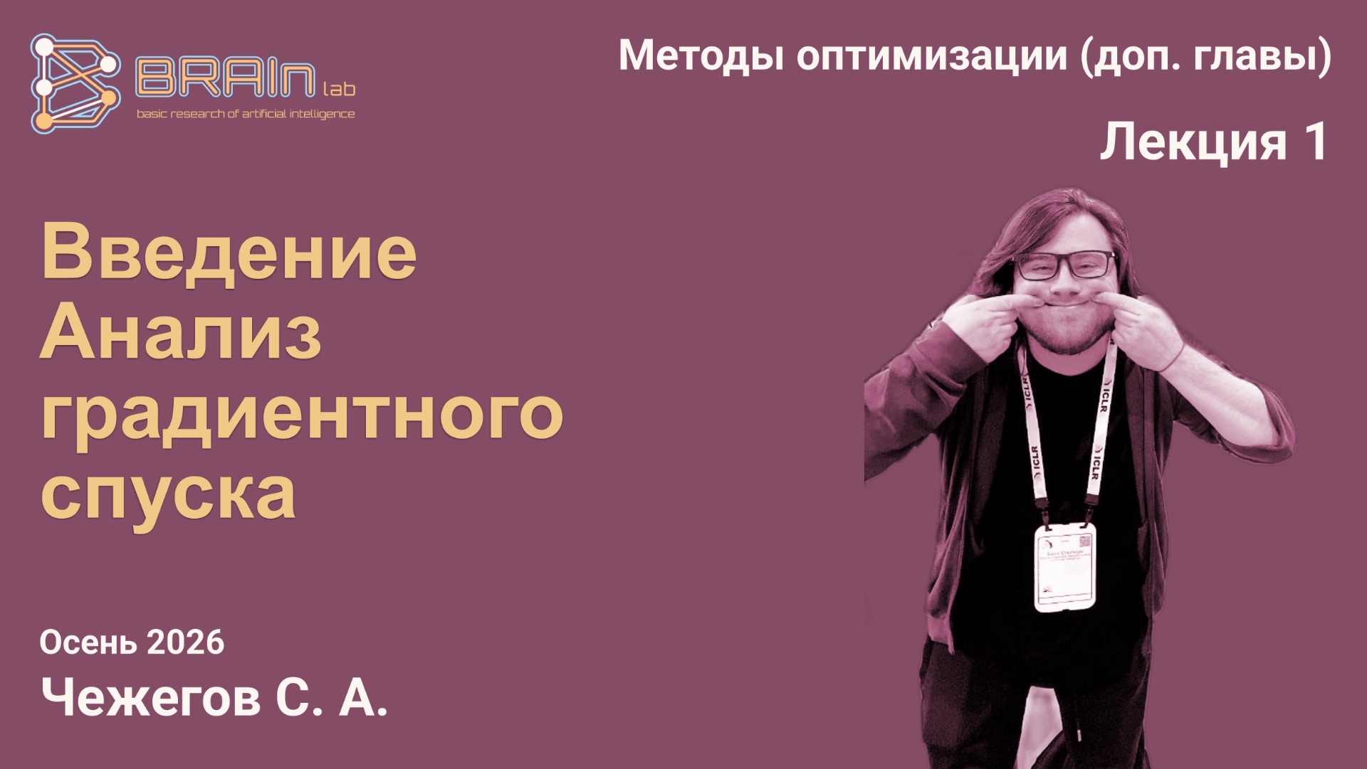 Методы оптимизации (доп. главы) 1. Введение. Анализ градиентного спуска