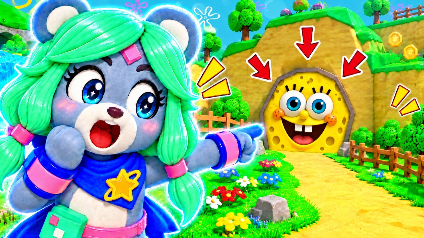 😂СПАНЧ БОБ НАБЛЮДАЕТ ЗА МНОЙ В ИГРЕ СУПЕР МИШКА SUPER BEAR ADVENTURE