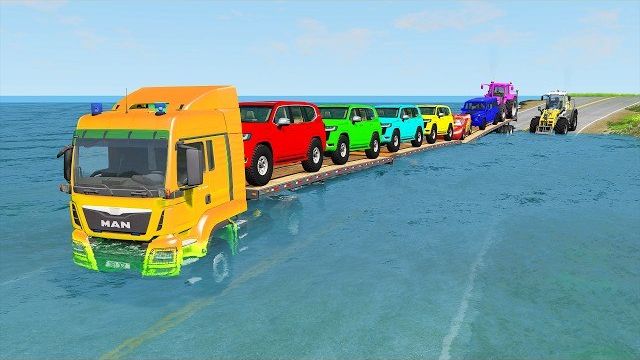 Тройной полуприцеп-платформа McQueen Transportation с тягачом — BeamNG
