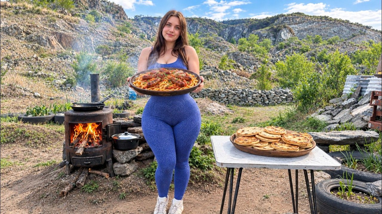 Приготовила самую вкусную яичную лапшу с колбасным соусом на костре | Сельская жизнь в АРГЕНТИНЕ
