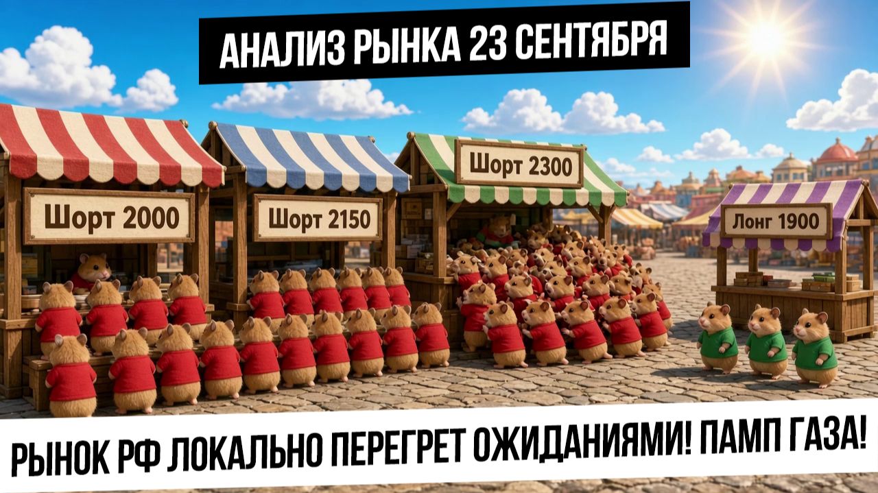 Анализ рынка 23 сентября. Рост рынка РФ на ожиданиях! Будет коррекция? Памп газа! Нефть развернется?