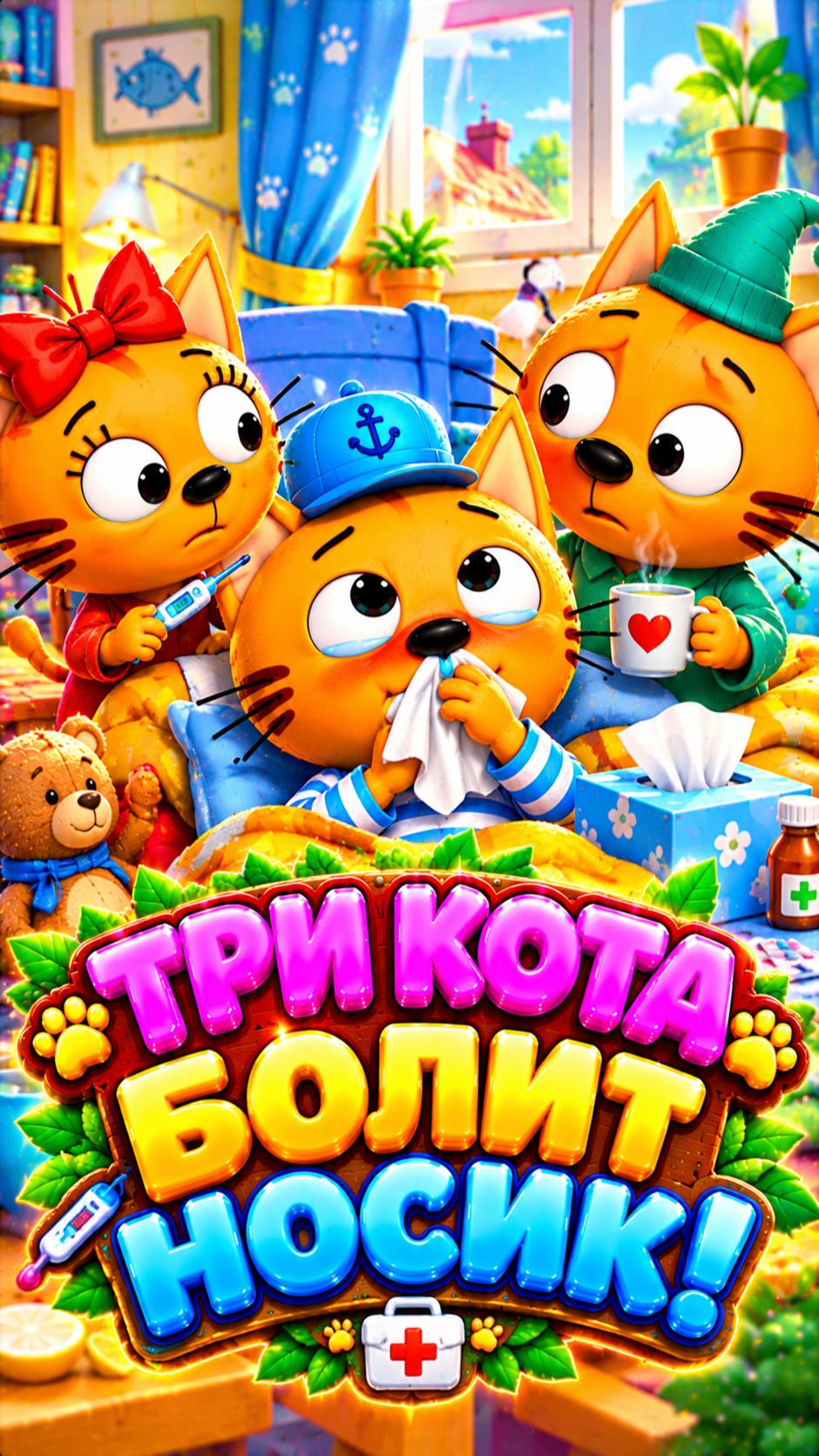 ТРИ КОТА 🐱 У КОТИКА БОЛИТ НОСИК! 🤧