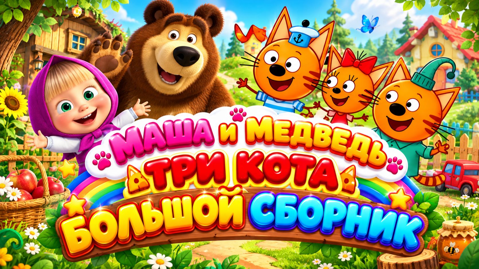 МАША И МЕДВЕДЬ 🐻 ТРИ КОТА 🐱 БОЛЬШОЙ СБОРНИК 🌈 СТРИМ