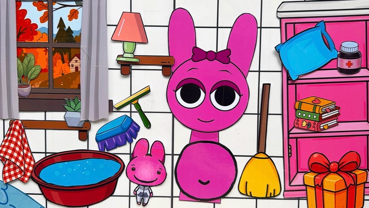 CLEANING 🧼 SPRUNKI PINKI 💛 PREGNANT 🤰 BABY 👶🏻 | DIY