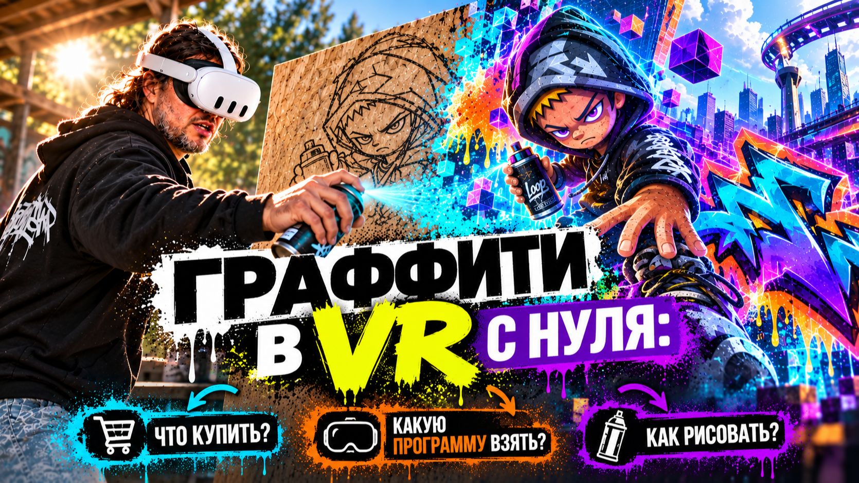 КАК РИСОВАТЬ ГРАФФИТИ В VR ОЧКАХ:СОФТ И РАБОТА НА УЛИЦЕ