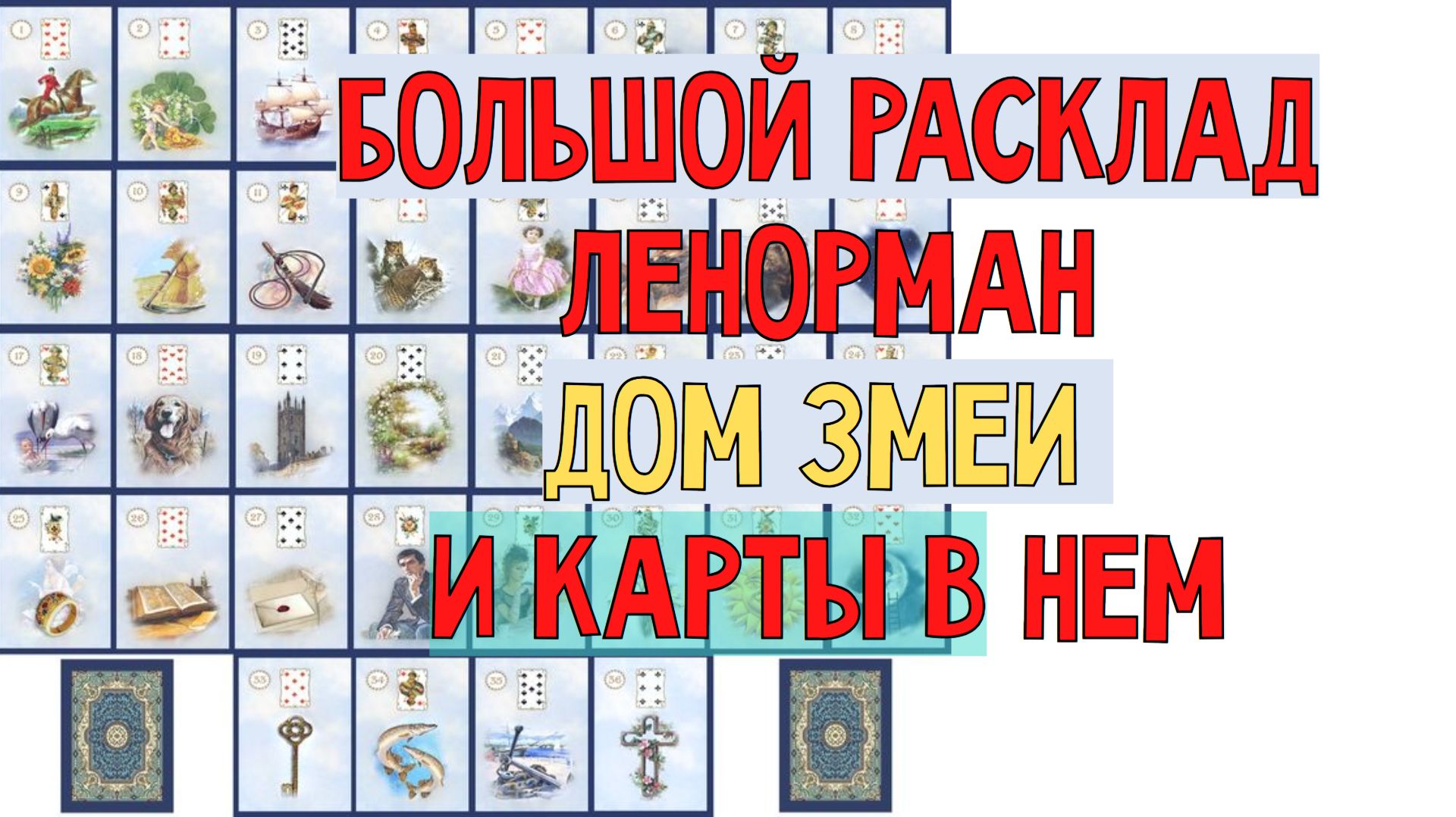 🐍ДОМ ЗМЕИ В БОЛЬШОМ РАСКЛАДЕ ЛЕНОРМАН⚡✍️ И ЗНАЧЕНИЯ КАРТ В НЕМ💗 БРЛ УРОКИ✅