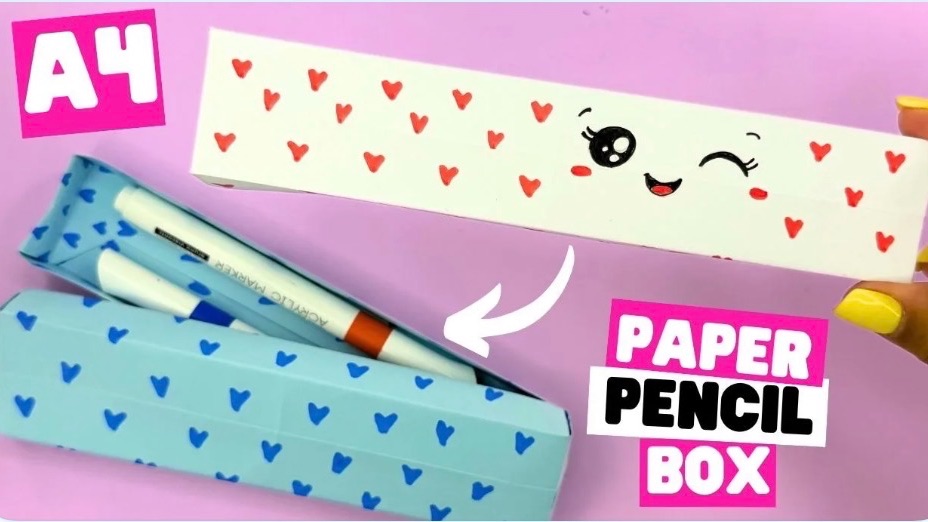 DIY: Простой пенал из бумаги в технике оригами без клея, скотча и ножниц / Милый бумажный органайзер