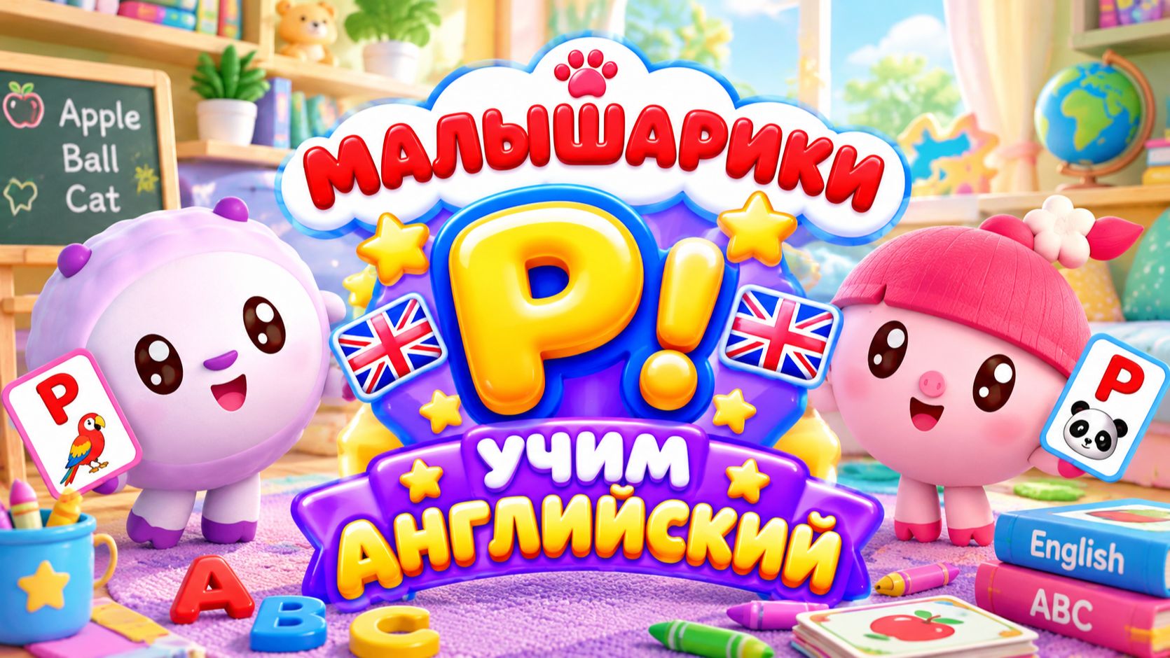 МАЛЫШАРИКИ 🧸 АНГЛИЙСКАЯ БУКВА P 🇬🇧 УЧИМ БУКВЫ