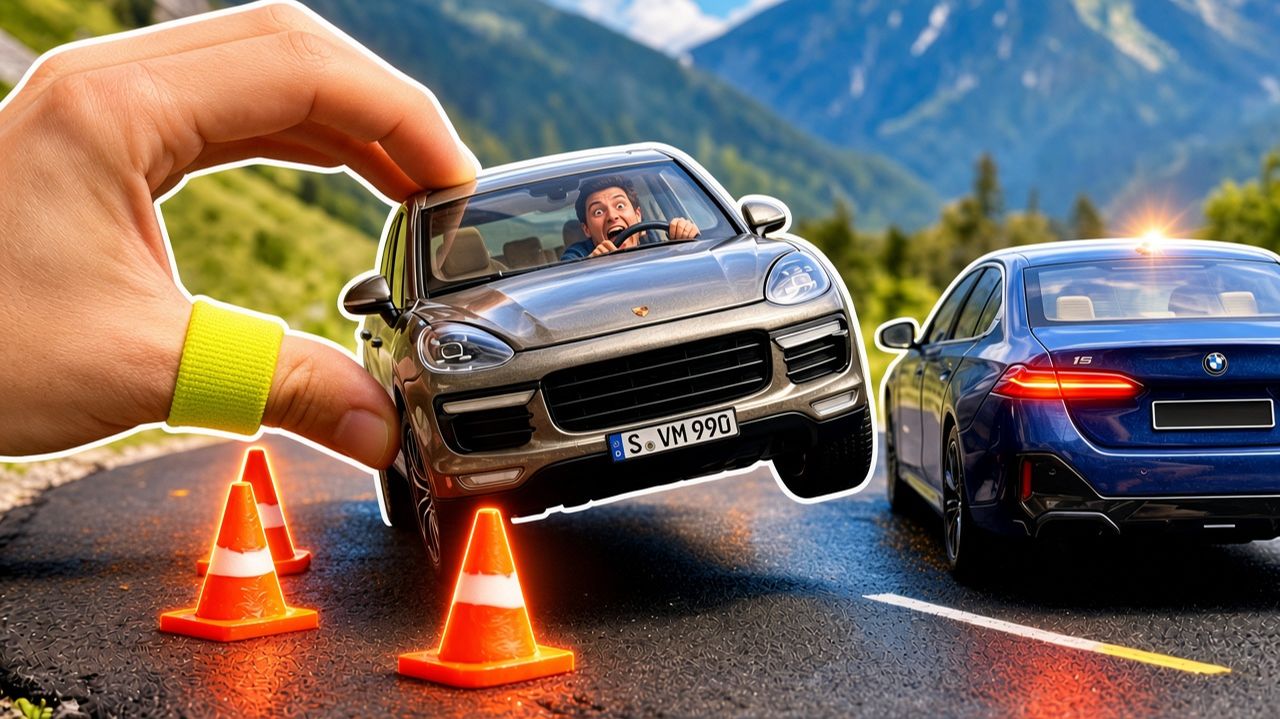 🚗 Столкновение Porsche Cayenne и BMW! Гонка и жёсткий краш-тест | Модели автомобилей 1:18. Машинки