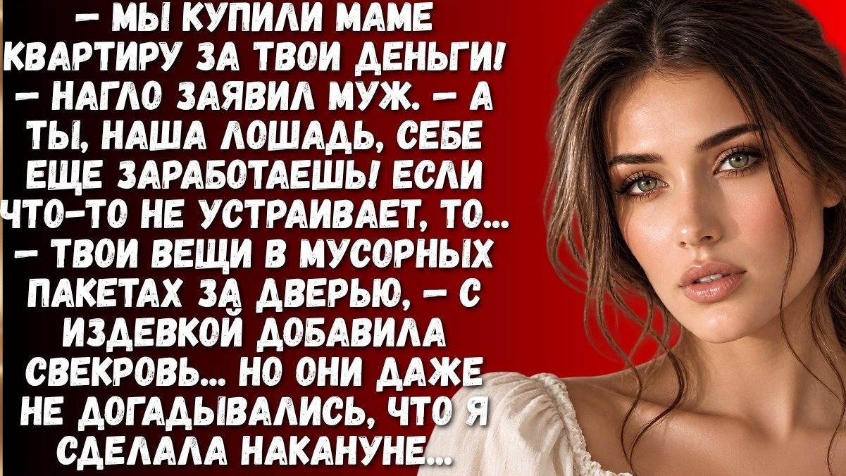 ИСТОРИИ ИЗ ЖИЗНИ/Мы купили маме квартиру за твои деньги! - заявил муж/Аудиорассказы свекровь муж