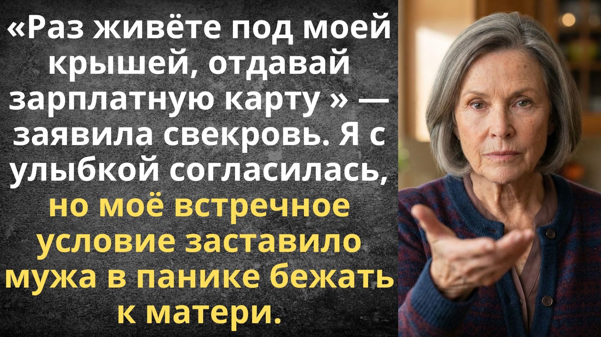 Раз живёте под моей крышей, отдавай зарплатную карту — заявила свекровь | Истории из жизни