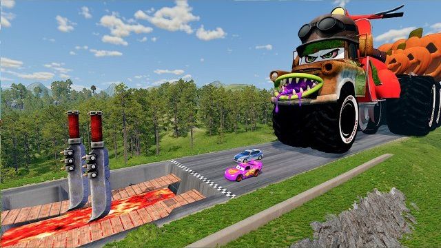 Гонка под гору: Огромный грузовик Mack против Молнии Маккуина — BeamNG.drive