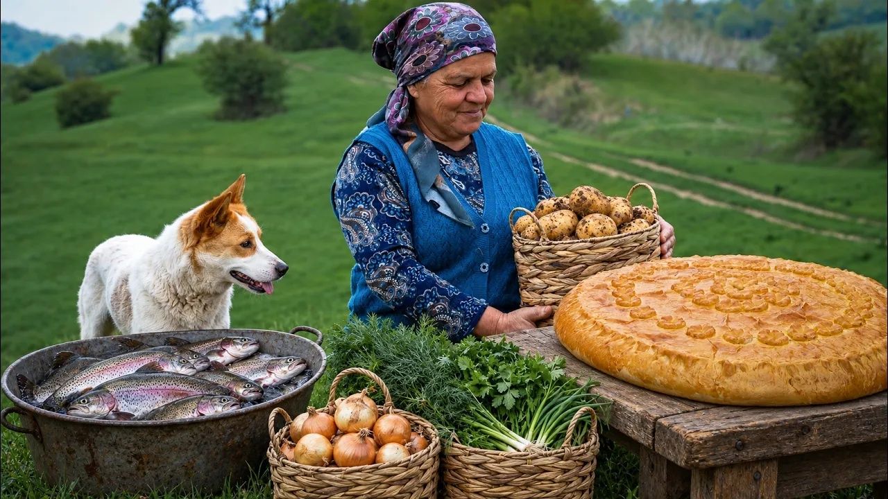 Жизнь в деревне. Baked Trout Pie ｜ Homemade Village Style Recipe 🌿🔥