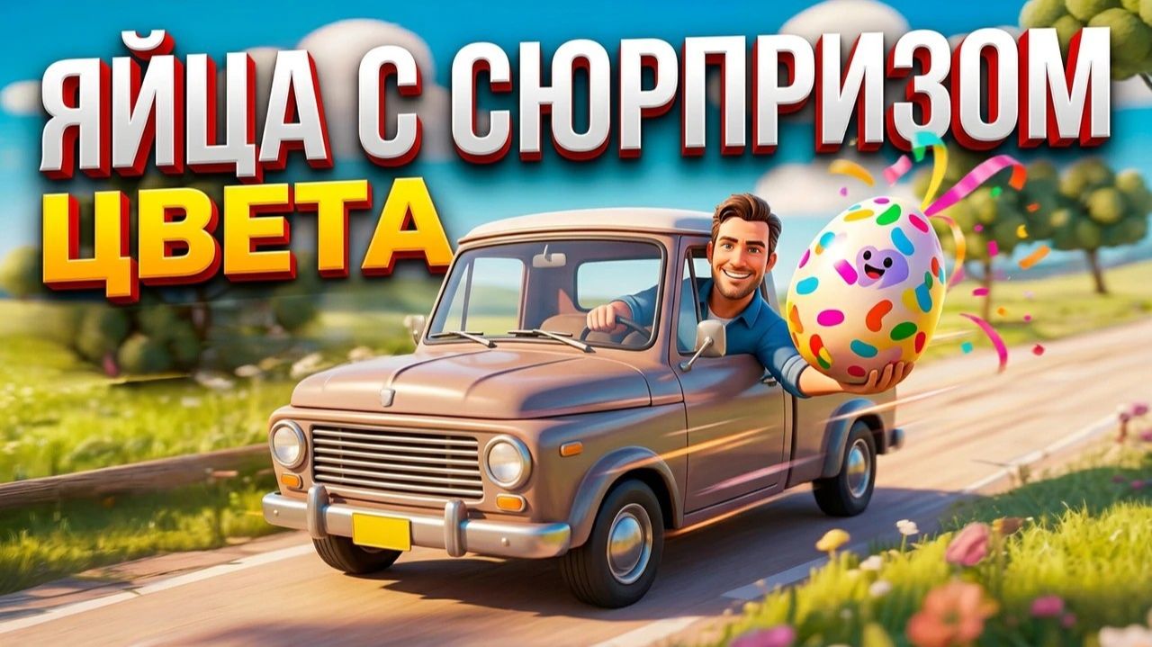 Мультфильм про машинки. Учим фрукты. Яйца с сюрпризом.