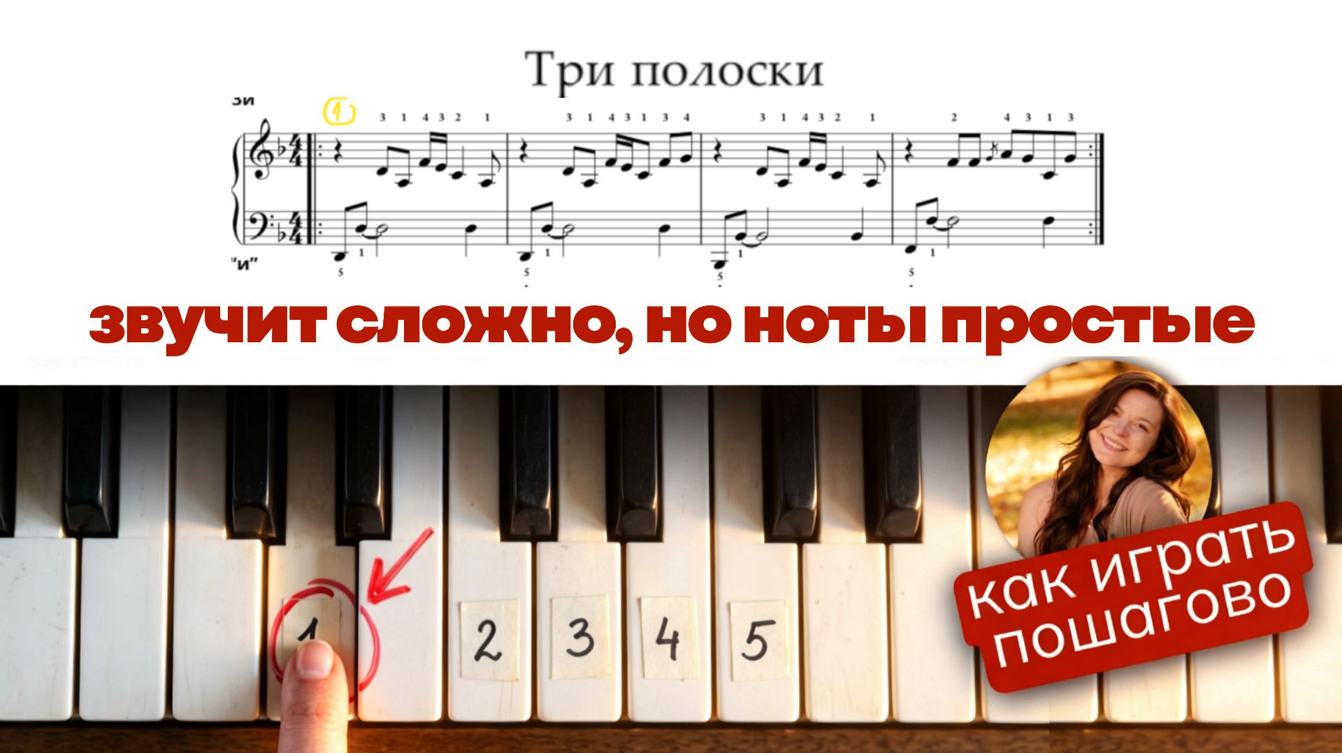 Как играть Три полоски - от нуля до песни за один урок | Animal ДжаZ + ноты