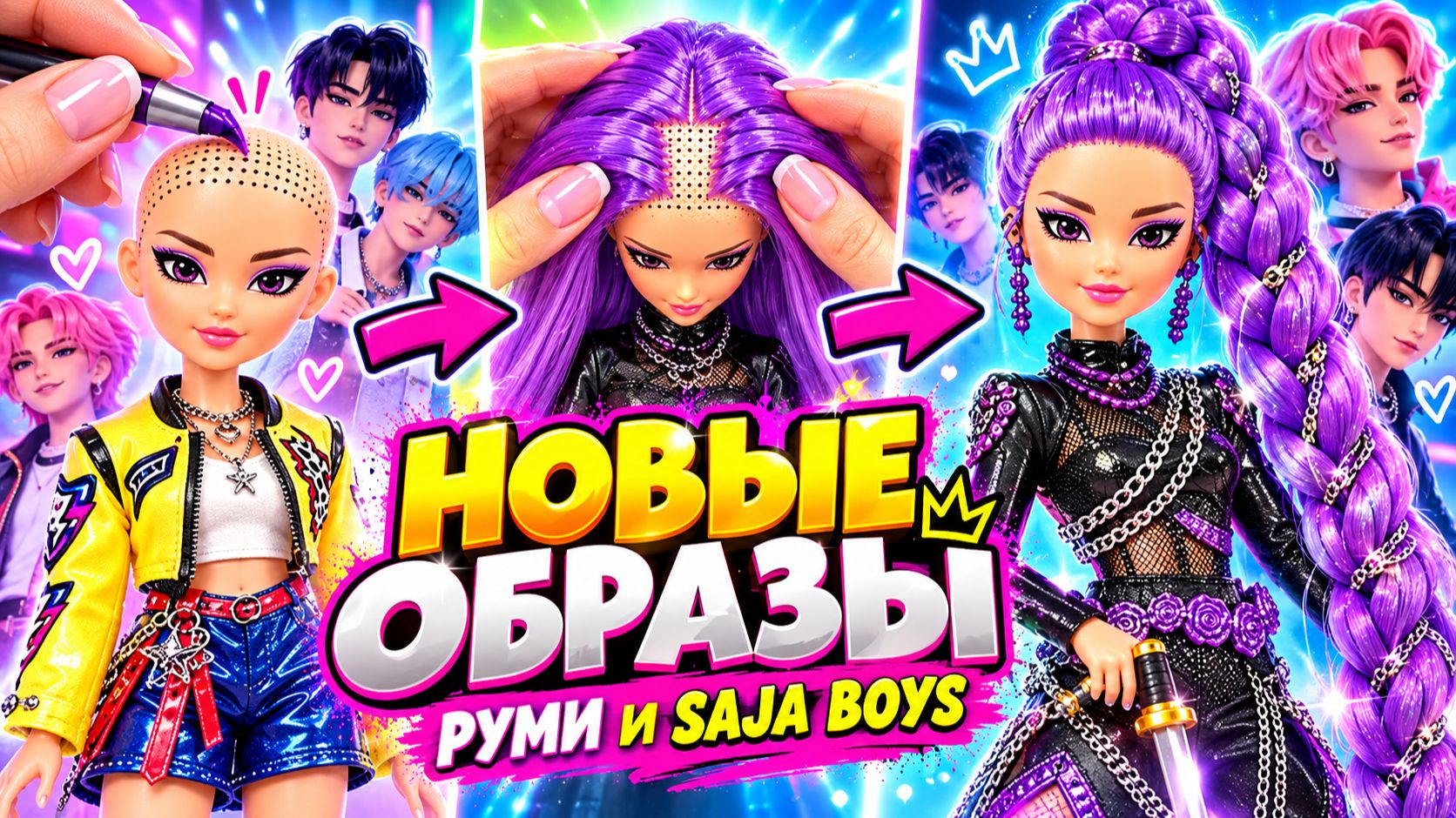 Новые образы Руми и Saja Boys! Преображение кукол KPop Demon Hunters! Куклы ЛОЛ ОМГ!
