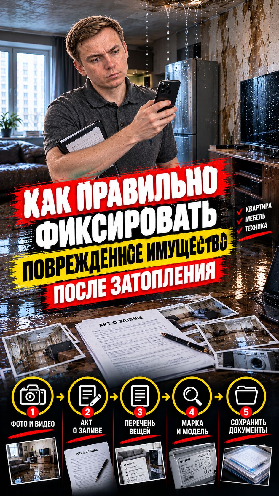 Как правильно фиксировать поврежденное имущество после затопления