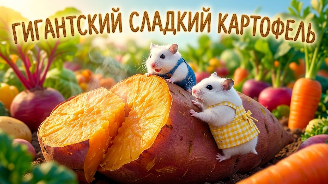 Мультики для детей. Получится ли хомячкам собрать Гигантский сладкий картофель