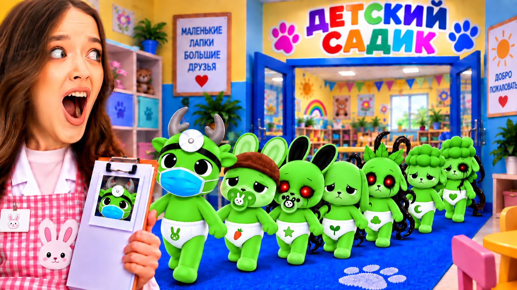 Я НЯНЧУ ТОЛЬКО ЗЕЛЁНЫХ МАЛЫШЕЙ В ДЕТСКОМ САДУ ДЛЯ ЖИВОТНЫХ В РОБЛОКС!😱
