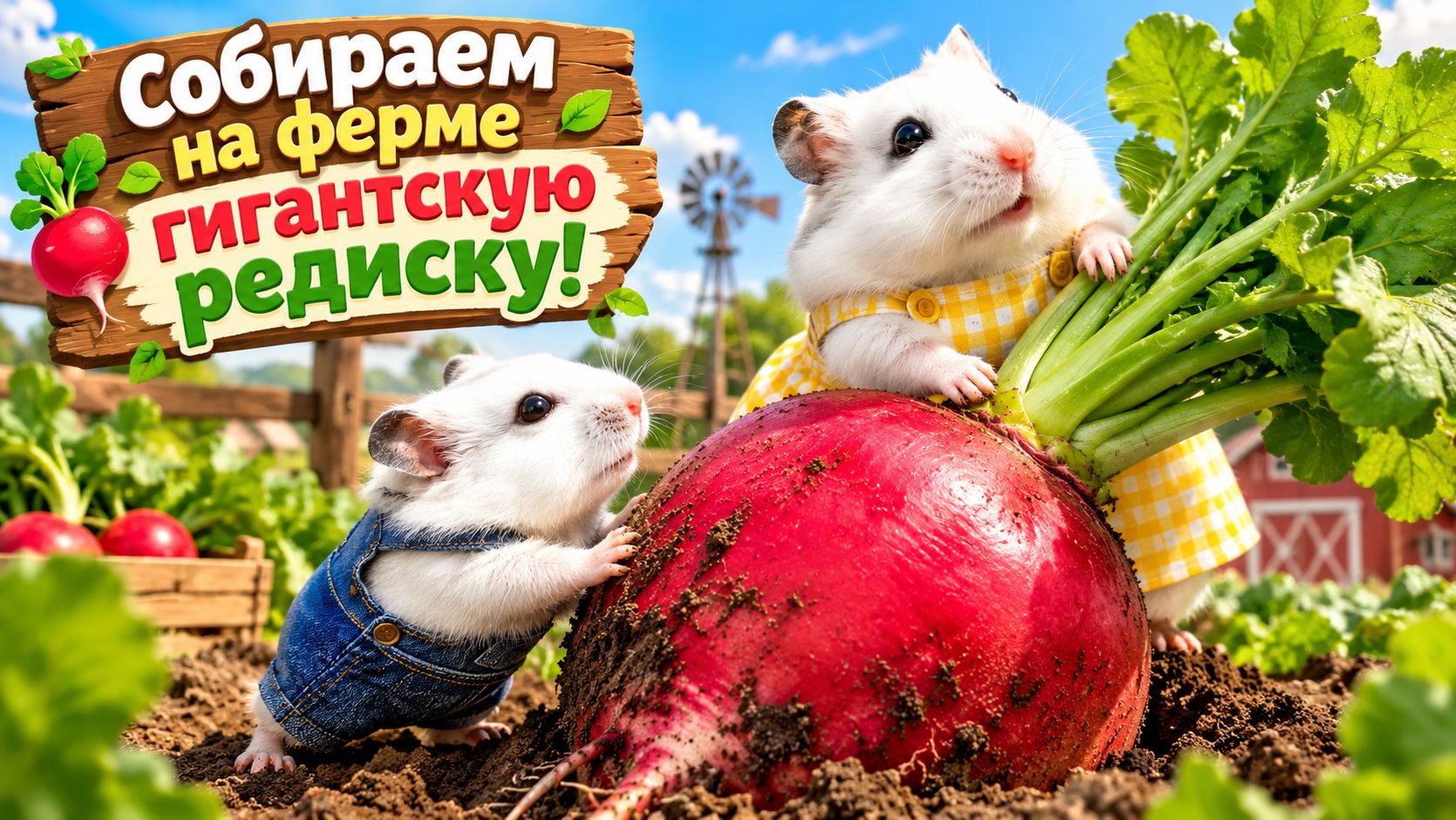 Мультики для детей. Собираем на ферме гигантскую редиску! 🐹🥕
