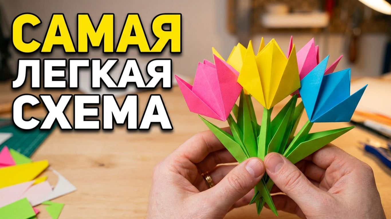 Как сделать тюльпан из бумаги самая простая схема оригами для детей