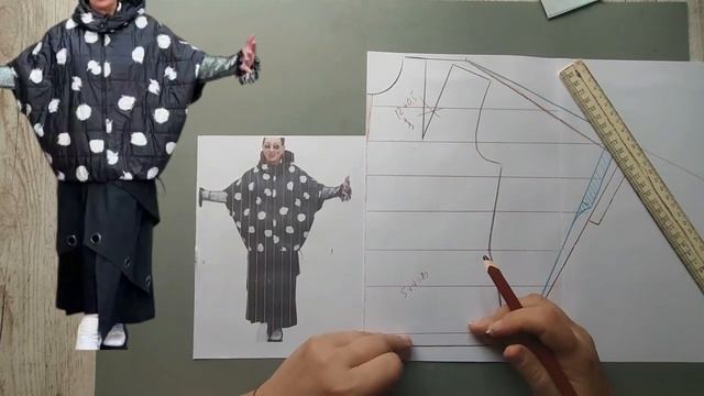 Моделирование. Стеганая куртка-жилет «летучая мышь» с капюшоном. Выкройка № 2226.