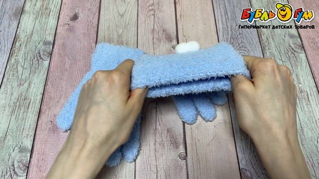 Перчатки Lanson Kids трикотажные с декоративными элементами плюшевые голубые - видео