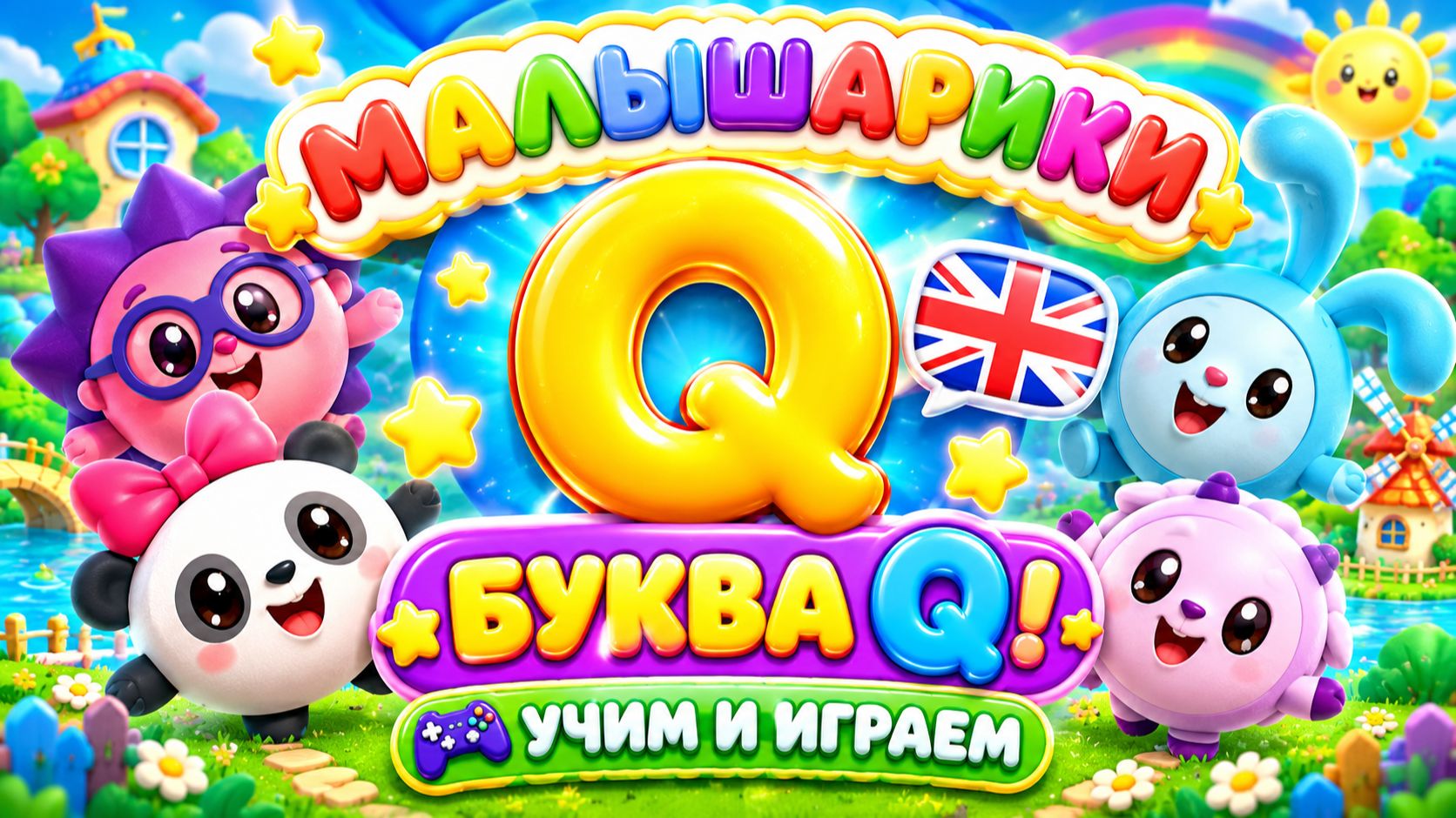 МАЛЫШАРИКИ 🧸 УЧИМ АНГЛИЙСКУЮ БУКВУ Q! 🇬🇧🔤