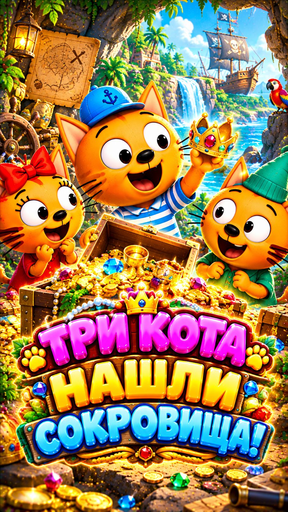 ТРИ КОТА 🐱🌊 ПОИСК СОКРОВИЩ 🏝️ МОРСКОЕ ПРИКЛЮЧЕНИЕ #Shorts