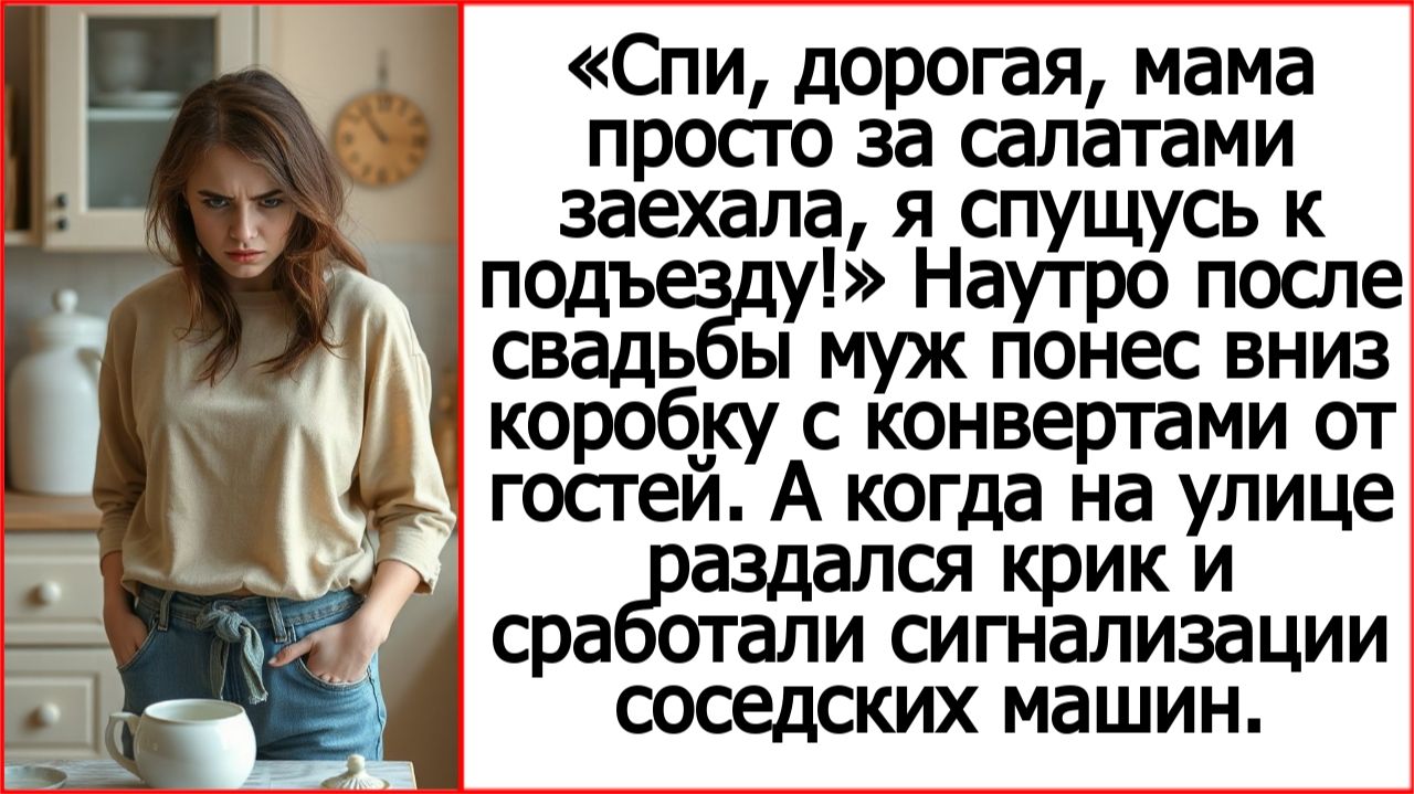 Наутро после свадьбы муж понес матери к подъезду коробку с конвертами от гостей.