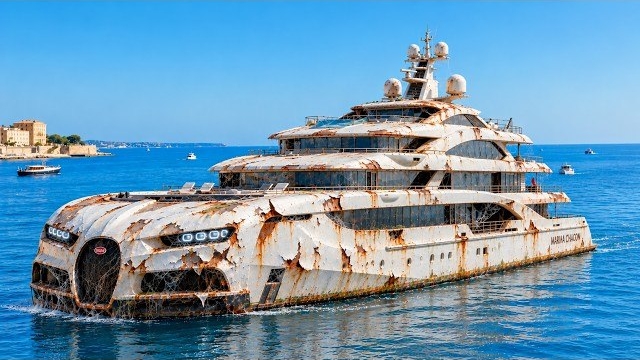 Мы нашли роскошную суперяхту брошенную в море. Полная реставрация. ИИ видео