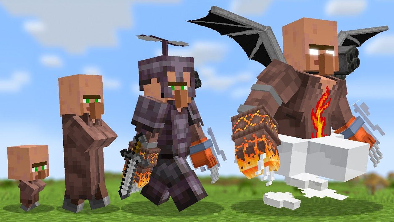 Превращение жителей мира Майнкрафт в всемогущих. Minecraft
