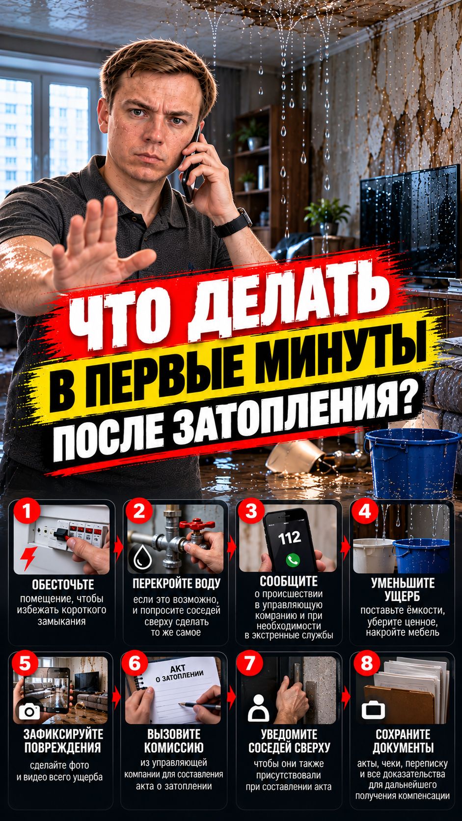 Что делать в первые минуты после затопления