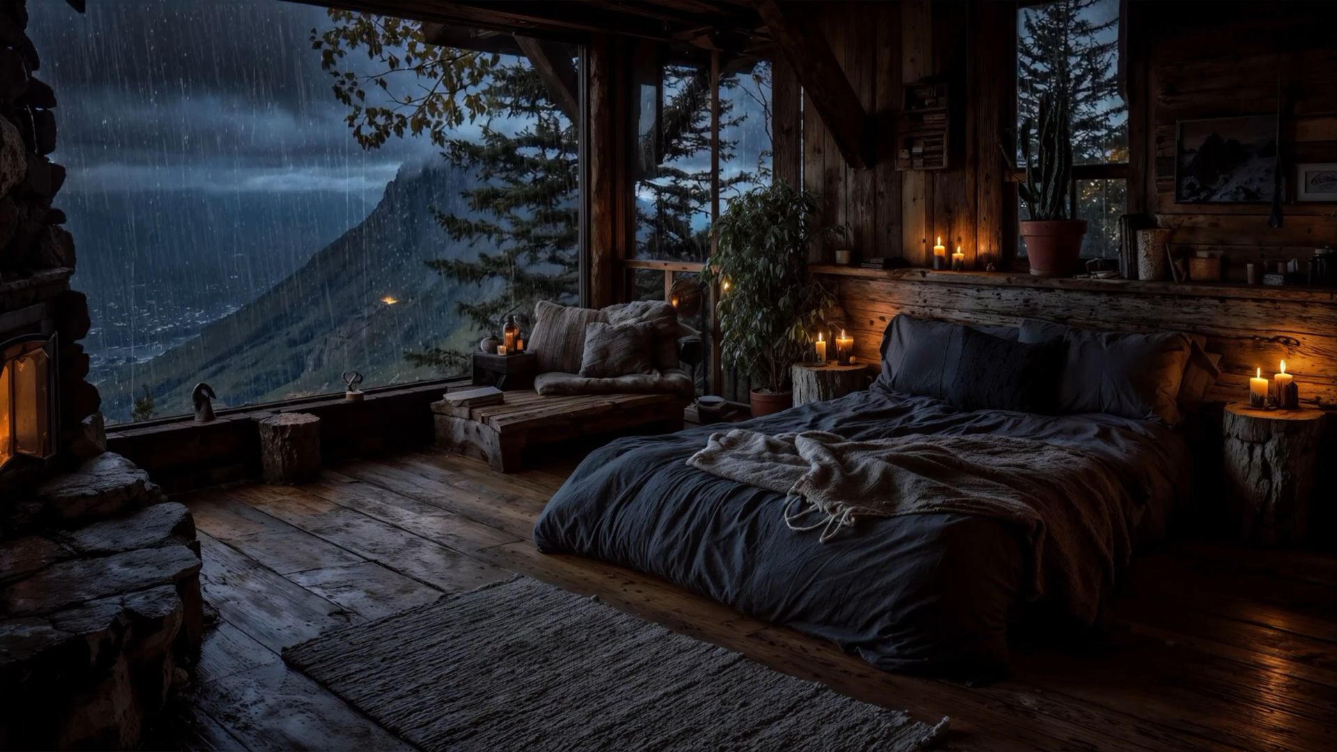 НОЧНОЙ ДОЖДЬ В УЮТНОЙ СПАЛЬНЕ 🌧️🛏️ ДЛЯ СНА И ОТДЫХА