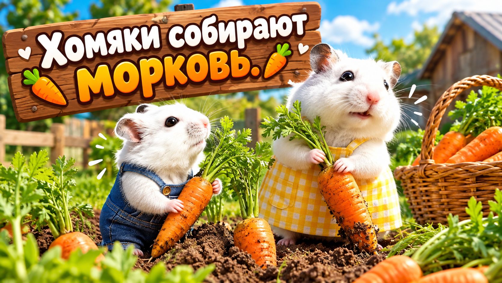 Мультики для детей. Хомяки собирают морковь