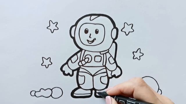 Как нарисовать КОСМОНАВТА / раскраска для детей / НарисуйКа