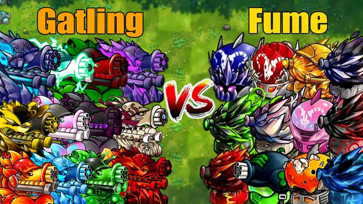 Испытание в PvZ 1 Fusion 3.9: Команда Гатлинга против команды Дымовика против 300 случайных зомби