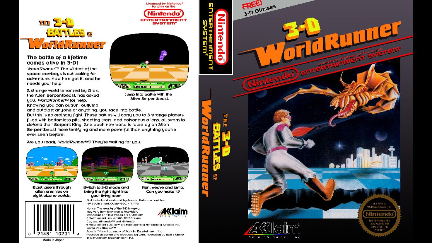 3D WORLDRUNNER. SQUARE - ACCLAIM. 1987. NES