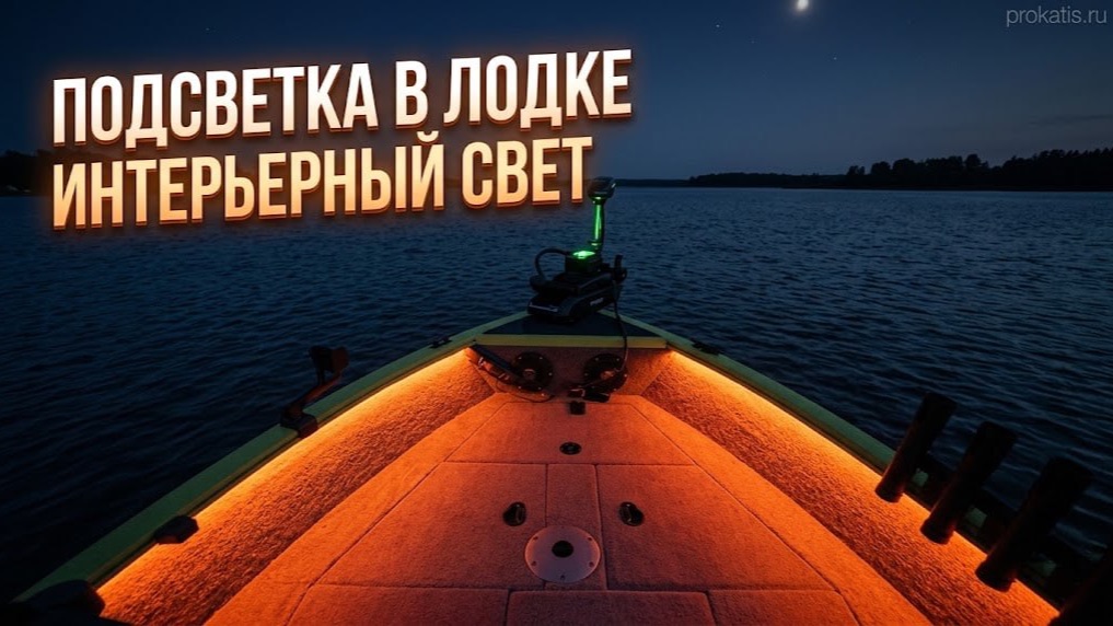 В НОЧИ. Подсветка в лодке. Подводный СВЕТ. Корректор передних Фар. Интерьерный свет в катере.