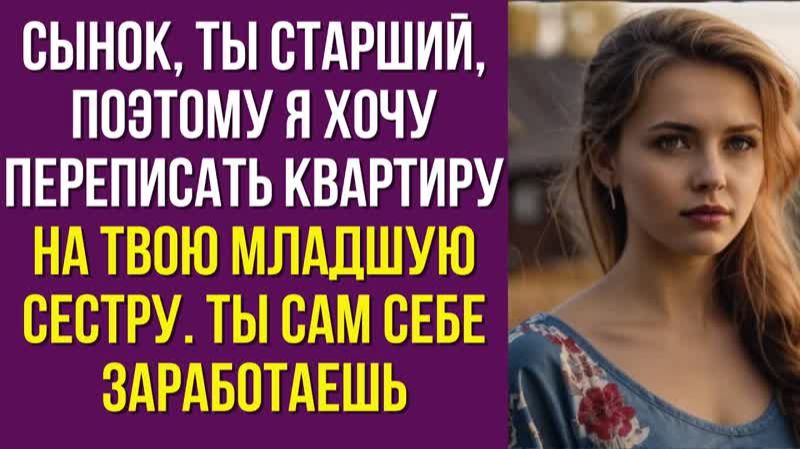 Сынок, ты старший, поэтому я хочу переписать квартиру на твою младшую сестру